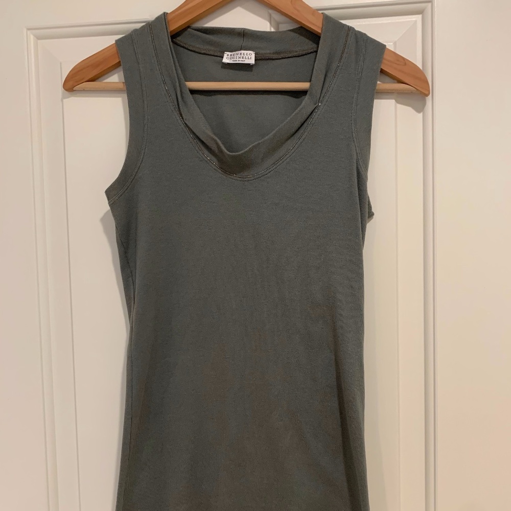 Brunello Cucinelli knit tank top size M sage green